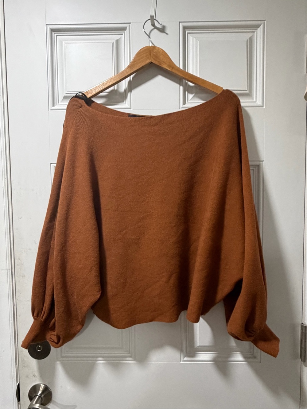 Forever 21 Off-the-Shoulder Oversized Sweater in Rust Brown